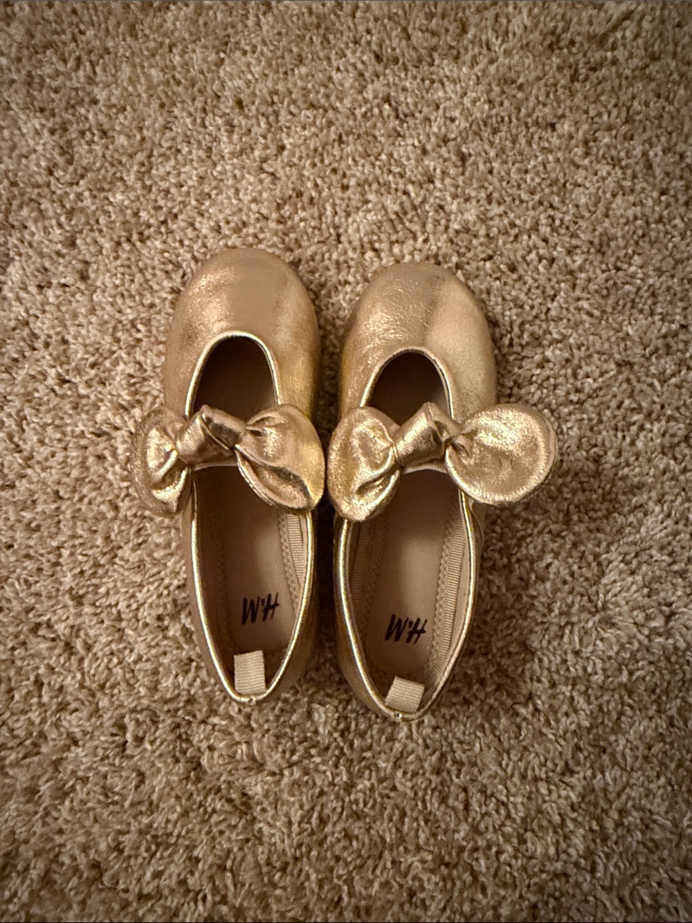 H&M Girls Metallic Gold Bow Ballet Flats